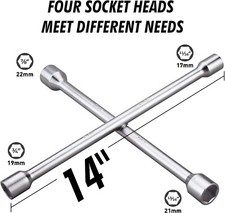 CARTMAN 14-Inch Universal Heavy Duty 4-Way Tire Iron, Wheel Lug Wrench, Silver Wheel Lug Wrench price