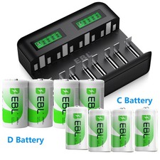 EBL C, D Size Rechargeable Batteries 1.2V NIMH / Optional C, D Charger Lot Standard & Rechargeable Batteries price