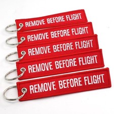 5PCS Remove Before Flight Key Chain Jet Tag Keychain Both Sides Text Embroidery Key price