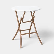 Steel Round French Cafe Outdoor Patio Bistro Table Beige - Threshold Garden Table price