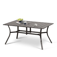 Aoodor 59" Outdoor Patio Dining Metal Table w/ Umbrella Hole for Garden Deck Garden Table price