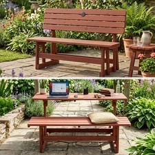 55.5" Convertible Rectangle Wood Picnic Table Garden Bench Seats 2-3 People Garden Table price