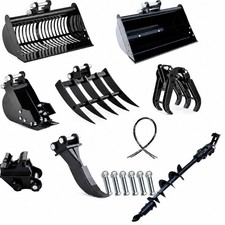 MMS 8-Piece Mini Excavator Kit Buckets Auger Rake Ripper Grabber Quick Hitch Trenching Machine price