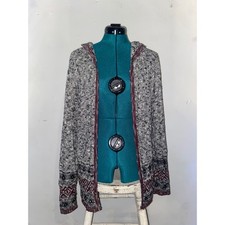 Maurices Grey Marled Fair Isle Hooded Open Cardigan Southwestern Boho Grunge Y2K Women's Cardigan price