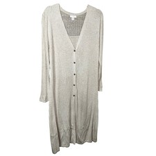 J.Jill Womens Beige Ribbed Long Cardigan Sweater Button Front Small V-Neck Women's Cardigan price