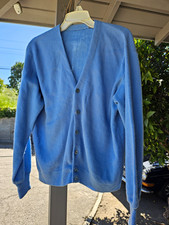 Women’s Blue Knit V-Neck Button-Front Cardigan Sweater Acrylic Orlon M Women's Cardigan price