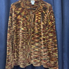 Leon Levin Cardigan Sweater L Space Dye V-Neck Knit Long Sleeve Button-Up Women's Cardigan price