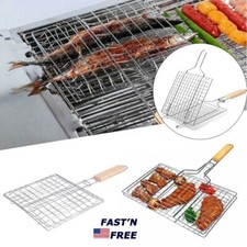 Stainless Steel BBQ Grill Folding Grilling Basket Home Barbecue Accessories Tool Grill & Barbecue Accessories price