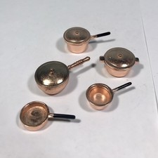 Set of Copper Pots and Pans Miniature Dollhouse Kitchen Accessories Cookware Pots and Accessories price