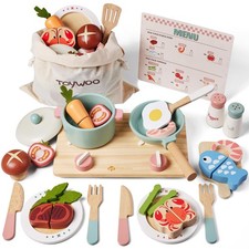 Wooden Play Kitchen Accessories Pretend Toy Pots and Pans Sets for Kids Kitch... Pots and Accessories price