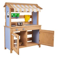 Outdoor Wooden Mud Kitchen for Kids with Sink, Canopy, Pots, and Accessories Pots and Accessories price