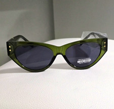 Women’s Green Cat Eye Sunglasses, UV400 Gray Tinted Plastic Lenses, Solid Women's Sunglasses price