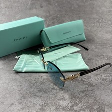 New In Box - Tiffany Rimless Sunglasses Women’s Gold Frame Blue Tinted Lenses Women's Sunglasses price