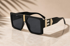 Oversized Square Black Sunglasses Women Luxury Gold Rhinestone Fashion Shades Women's Sunglasses price