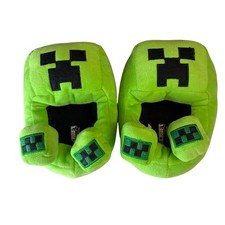 Minecraft Creeper Gaming Kids Boys House Shoes Slippers Size 11-12 Pre-Owned Boys' Slippers price