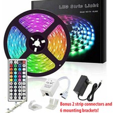 5M RGB 5050 Waterproof LED Strip light SMD 44 Key Remote 12V US Power Full Kit LED Lighting price