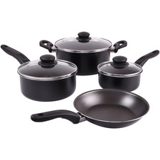7 Piece Non Stick Aluminium, Pots and Pans Cookware Set, Black Pot / Pan Sets price