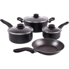 7 Piece Non Stick Aluminium, Pots and Pans Cookware Set, Black Pot / Pan Sets price