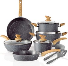 12 Pieces Hammered Cookware Set Nonstick Granite Coated Pots and Pans Set Gray Pot / Pan Sets price