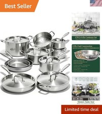 17Pcs 5 Ply Clad Stainless Steel Cookware Set with Lids, Heavy Duty Pots and ... Pot / Pan Sets price