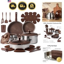 22pcs Hybrid Nonstick Pots and Pans Set, Stainless Steel Cookware Set with Ho... Pot / Pan Sets price
