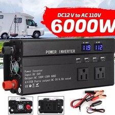 6000W Solar Converter Car Power Inverter DC 12V To AC 110V LCD Sine Wave Home RV Car Power Inverter-Converter price
