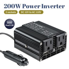 200W Car Vehicle Power Inverter DC 12V to AC 110V 120V Converter With 2USB Black Car Power Inverter-Converter price