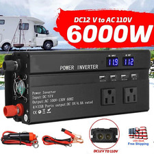 6000W LCD Car Power Inverter DC 12V To AC 110V Pure Sine Wave Solar Converter Car Power Inverter-Converter price