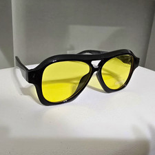 Unisex Square Sunglasses Black Plastic Frame Yellow Tinted Lenses 100% UV Unisex Sunglasses price