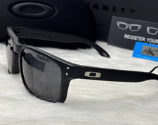 NEW Oakley HOLBROOK Black POLARIZED PRIZM Black Lens Sunglass 9102 Silver Logo Men's Sunglasses price