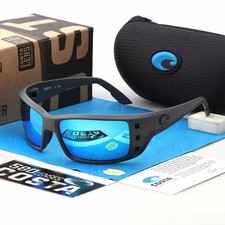 Costa Del Mar Permit Matte Black Blue Mirror 580P Polarized Sunglasses NEW Men's Sunglasses price