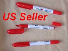 Lot of 3 Red, CD DVD TWIN TIP MARKERS - 3 RED HIGH QUALITY, US SELLER CD-DVD-Acetate Pen price