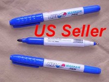 Lot of 3 Blue, CD DVD TWIN TIP MARKERS, 3 BLUE HIGH QUALITY, US SELLER CD-DVD-Acetate Pen price