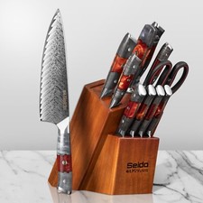 12-Piece Inferuno Knife Block Set – Premium AUS-10 Damascus Steel, Red Resin Knives and Knife Sets price