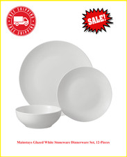 Mainstays Glazed White Stoneware Dinnerware Set, 12-Pieces Dinnerware Set price