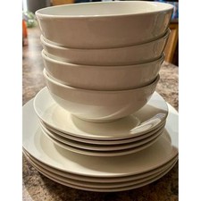 Mainstays 12-Piece White Stoneware Dinnerware Set, 4 Plates Bowls Salad Plates Dinnerware Set price