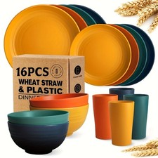 32/16pcs Dinnerware Sets Made from Wheat Straw,  Plates And Bowls for 8 People Dinnerware Set price