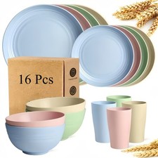 32/16pcs Wheat Straw Dinnerware Sets, Plates And Bowls Sets for 8 Dinnerware Set price