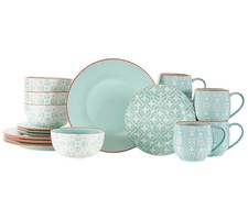 Baum Maggie Turquoise 16-Piece Dinnerware Set Stoneware Service for 4 New Dinnerware Set price