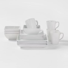 Square Rim Porcelain 16pc Dinnerware Set - Threshold Dinnerware Set price