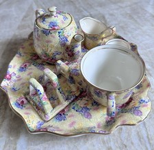 Royal Winton Welbeck Chintz Breakfast Set Teapot Cup Tray 6pc England Breakfast Set price