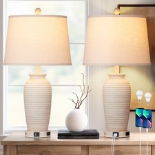 Cinkeda Farmhouse Jar Table Lamp Set of 2 with 3-Way Dimmable Touch Control, USB Table Lamp price