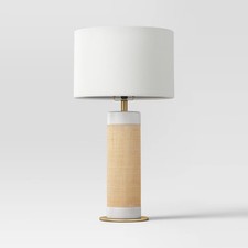 Ceramic Table Lamp with Natural Wrap White - Threshold Table Lamp price