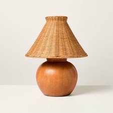 Wood Base with Rattan Shade Accent Table Lamp - Hearth & Hand Table Lamp price