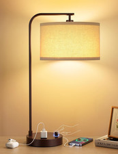 Brown Table Lamp for Bedroom with USB Port and Outlet, Dimmable Table Lamp price