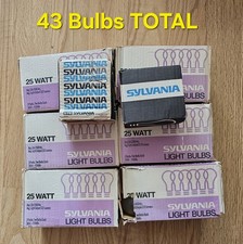 SYLVANIA 25A19/CL 25W A19 Clear Light Bulbs Lot of 43 Made in USA NOS Classic Bulb price