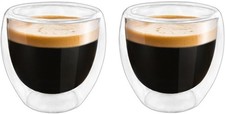 Double Wall Expresso Cups (Set of 2), 3 Ounce Glass Espresso Mugs - Clear Cup / Glass / Coffee Set price