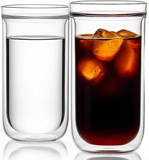 Aquach 16oz Double Walled Glass Coffee Cups Set of 2, Insulated Tumblers | Di... Cup / Glass / Coffee Set price