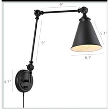 2 Pack Vintage Industrial Style Dimmable Swing Arm Wall Sconces, Black & Bras... Wall Sconces price