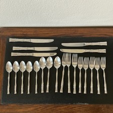 Fortessa Flatware Bamboo Table Salad Fork Table Knife Coffee Spoon Lot of 21 Fork / Spoon / Knife Sets price